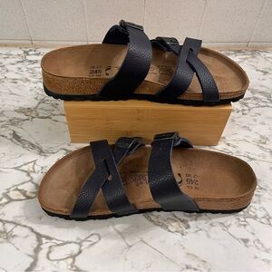 Birkenstock Franca Sandals in Blue Oiled Leather